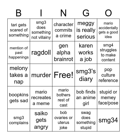 smg4 episode bingo Card