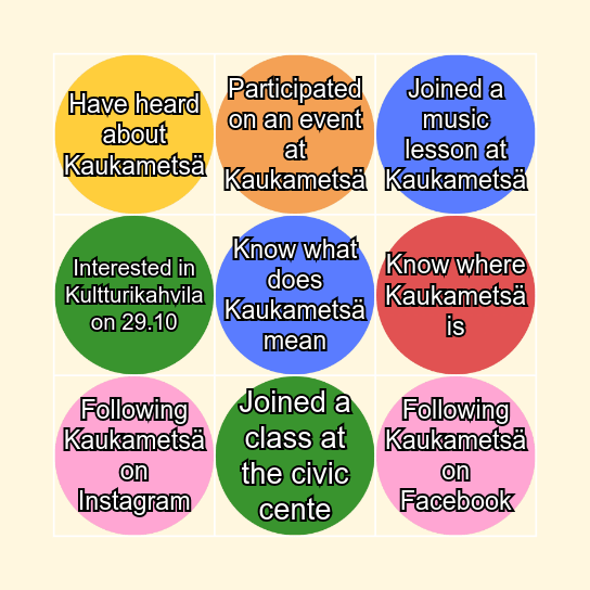 Kaukametsä Bingo Card