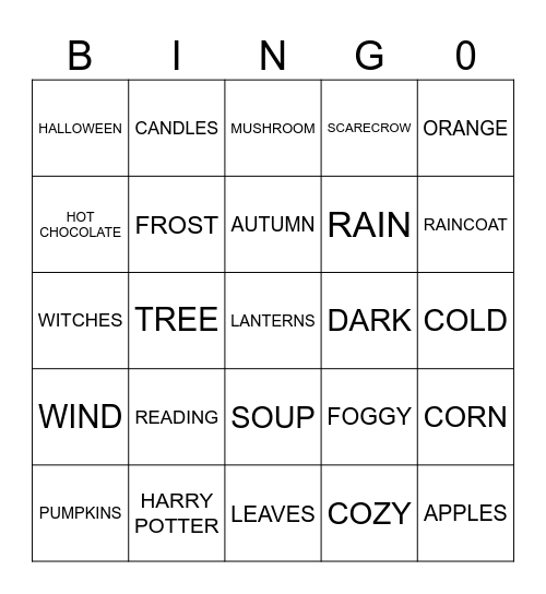 AUTUMN Bingo Card