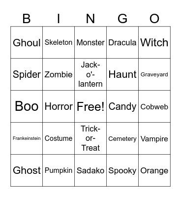 Halloween Bingo Card