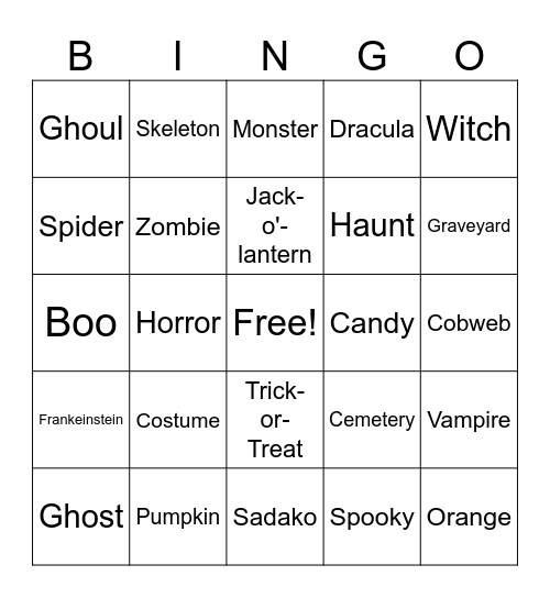 Halloween Bingo Card