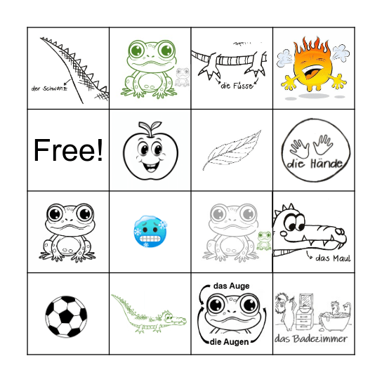 Bingo Bad/Apfel/Krokodil/Frosch Bingo Card