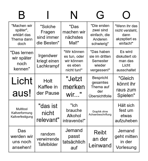 Werkstofftechnik-Bingo 2 Bingo Card