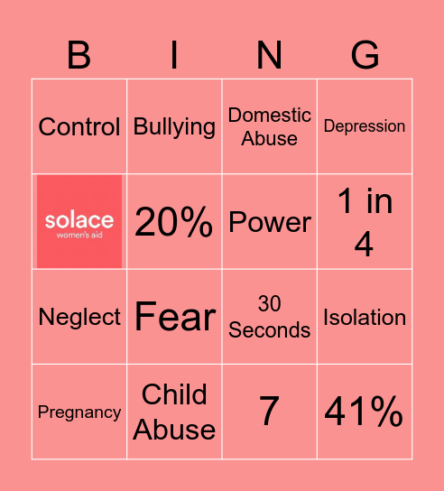 Solace Womens Aid Bingo Card