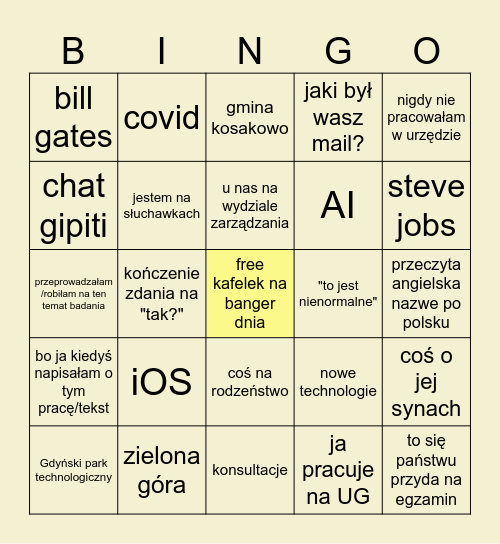 co dzisiaj powie ela? Bingo Card