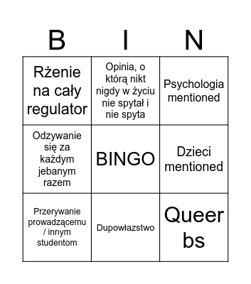 Zajęcia z Moniką Bingo Card