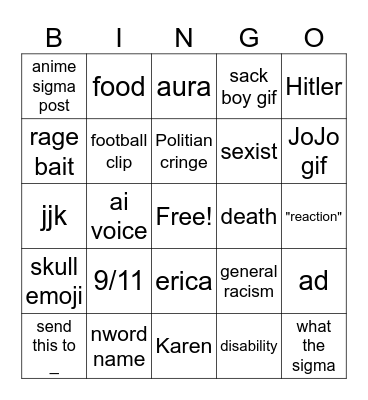 reels bingo Card