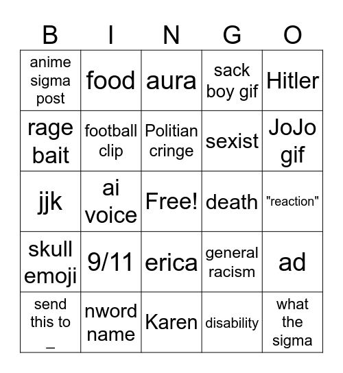 reels bingo Card