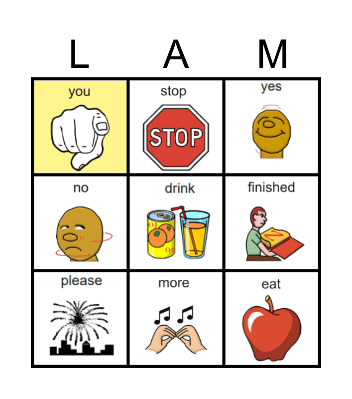 LAMP Words for Life Bingo Card