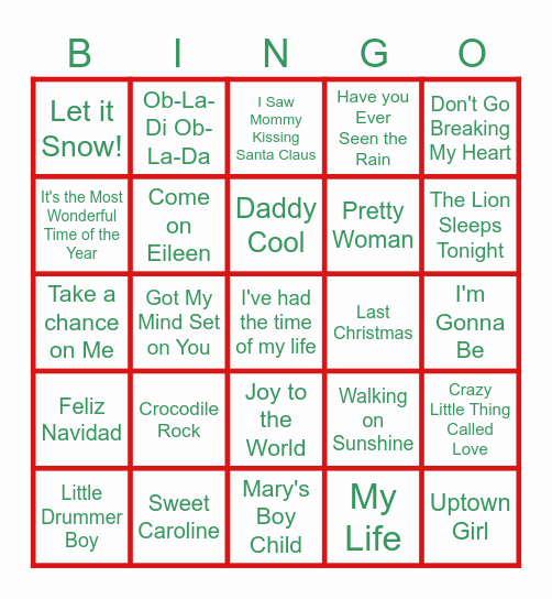 Almost Christmas Bingo Card
