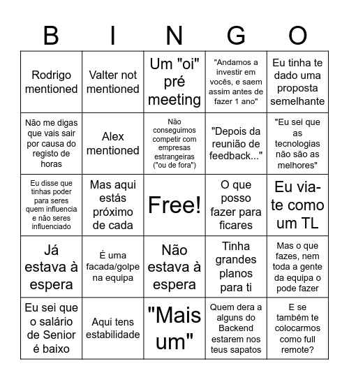 Bingo da Saida do Rui Bingo Card