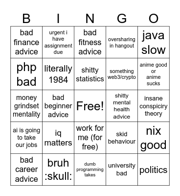 TPH Bingo Card