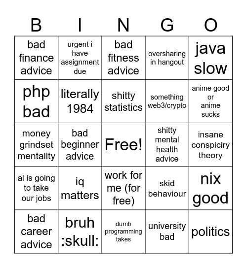 TPH Bingo Card