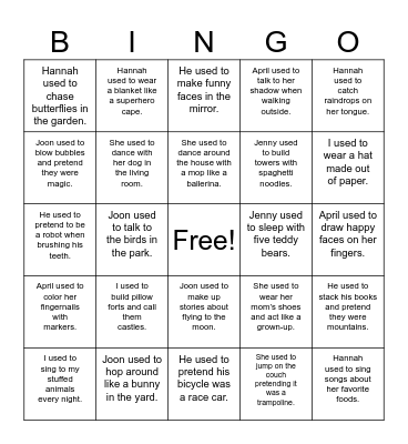 used to stems a Bingo Card