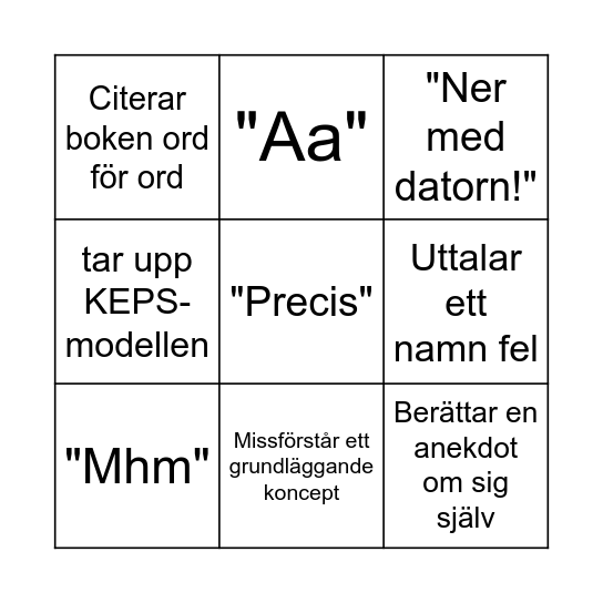 Historia med ulrika BINGO Card