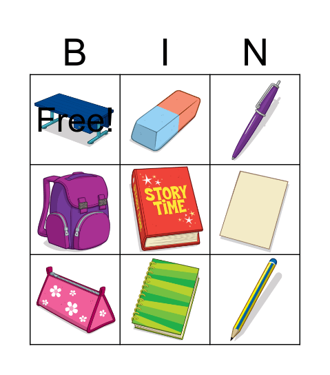 SM1 Classroom Objects Bingo Card