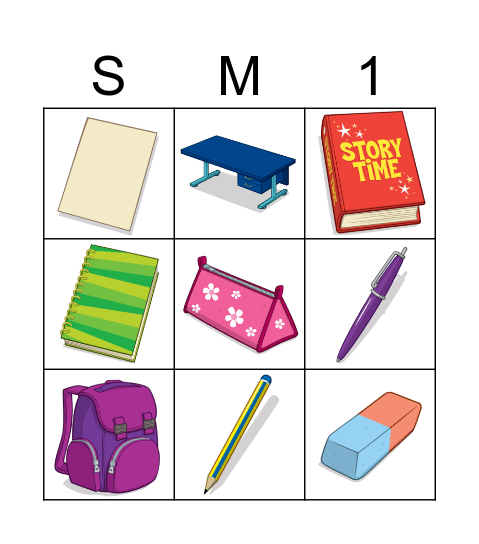 SM1 Classroom Objects Bingo Card