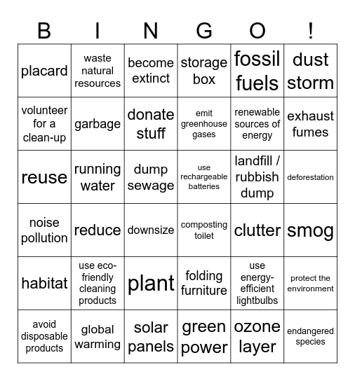 CA 13 Bingo Card