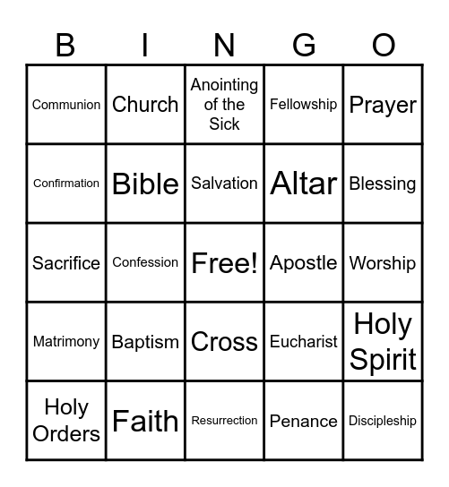 Sacrament Bingo! Bingo Card