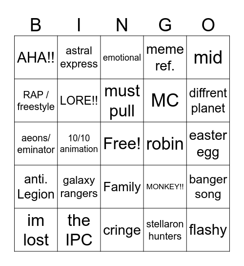 RAPPA DEMO Bingo Card