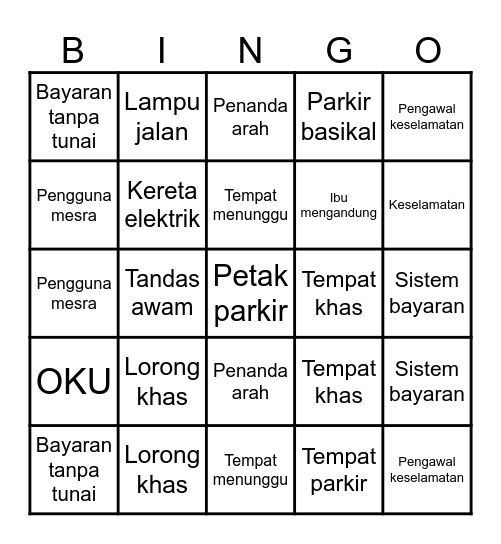 "Tempat Letak Kereta Mesra Pengguna" Bingo Card