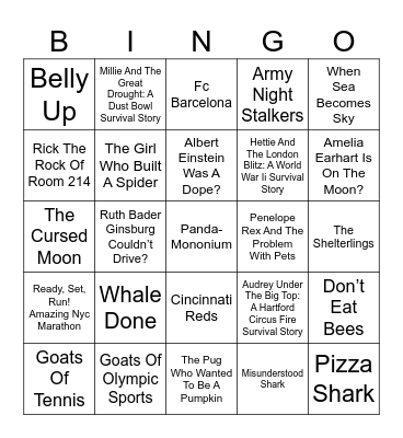Book Cover Bingo Card