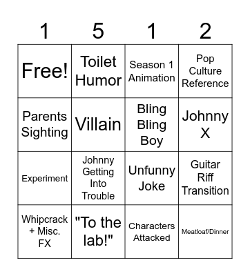 Johnny Test Bingo Card