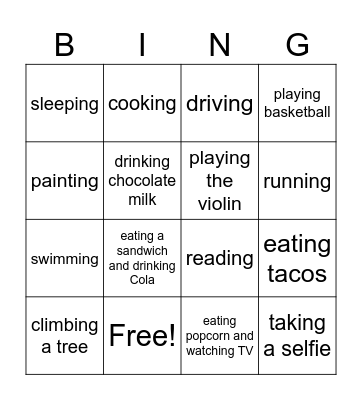 What is Garfield doing? Bingo Card