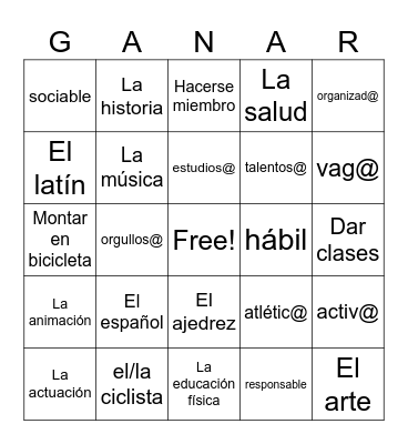 SPA 3, UNIT 1 VOCAB (ENG-->SPA) Bingo Card