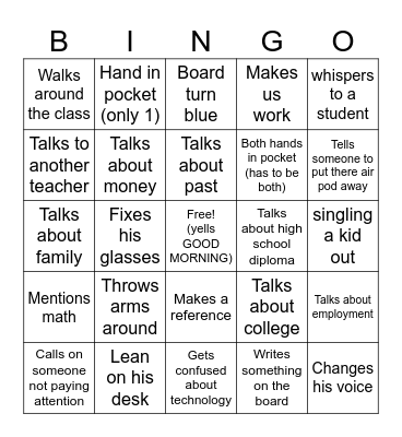 Erik Carlson bingo card Bingo Card