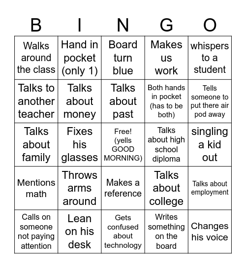 Erik Carlson bingo card Bingo Card