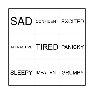 FEELINGS Bingo Card