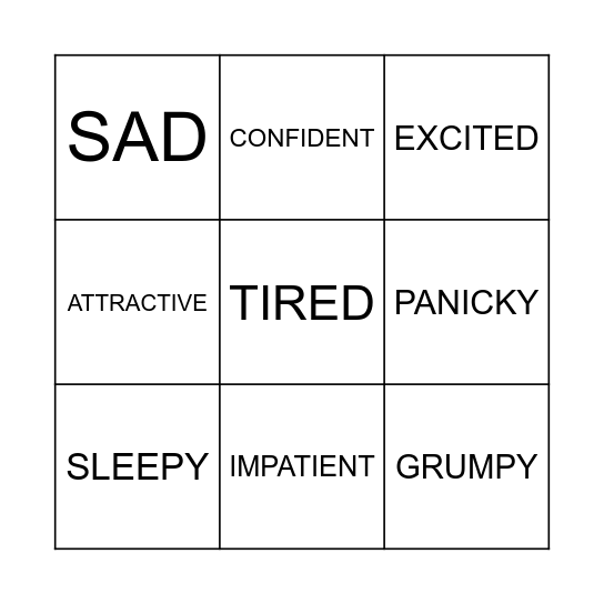 FEELINGS Bingo Card