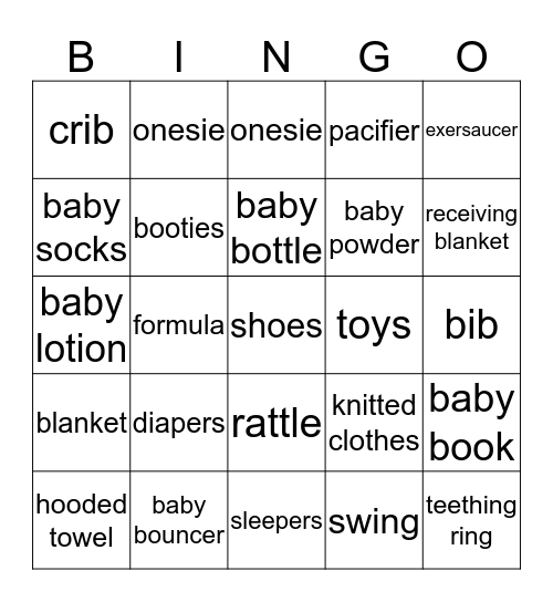 BABY SHOWER BINGO Card