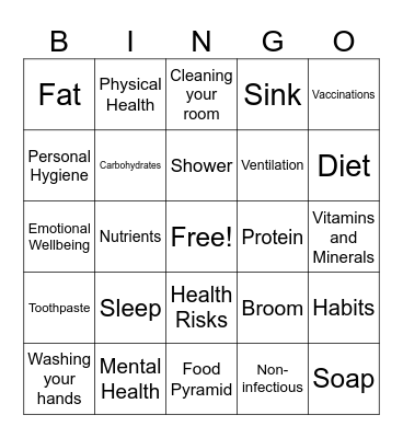 Health and Hygiene Bingo Card