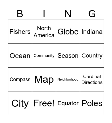 Global Studies Bingo Card