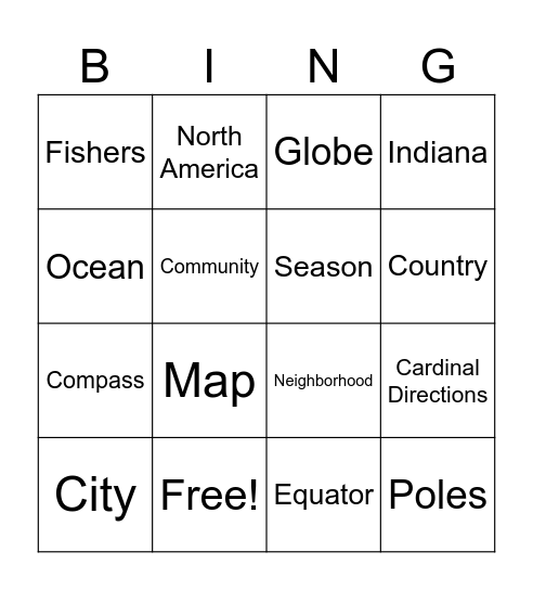 Global Studies Bingo Card