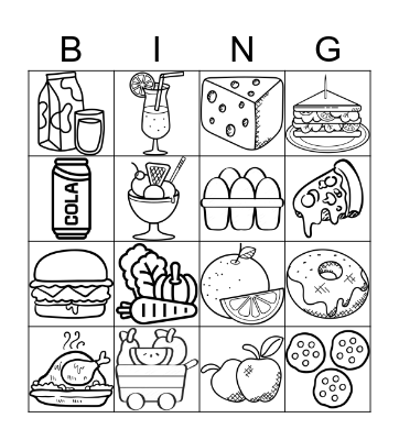 Food Bingo Card