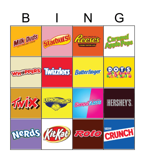 Halloween Candy Bingo Card