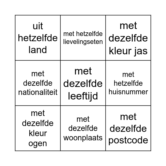 Zoek iemand ... Bingo Card