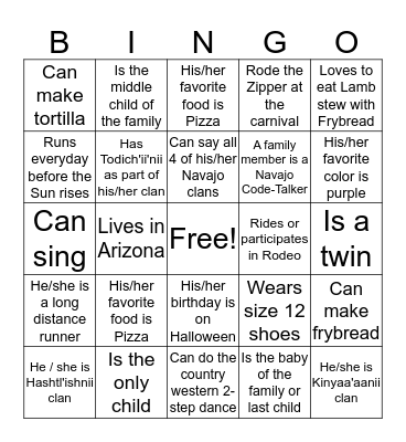 Bingo Scavenger Hunt Bingo Card