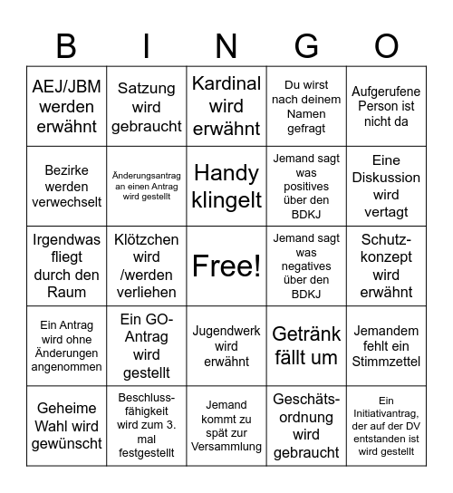 DV Bingo Card