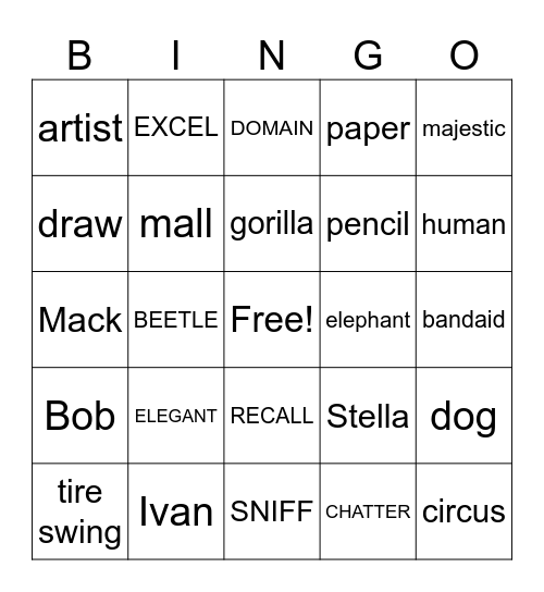 IVAN - VOCABULARY Bingo Card