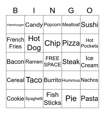 Food Bingo Card