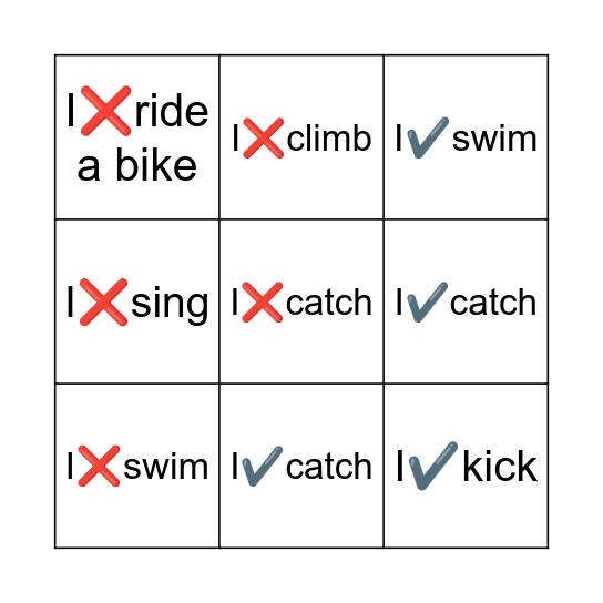 can\can't Bingo Card