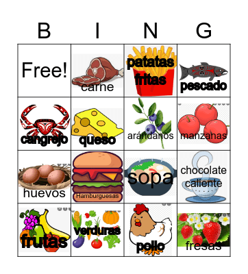 Spanish foods Bingo Card