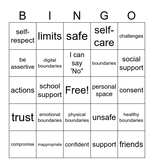 Setting Boundaries Bingo Card