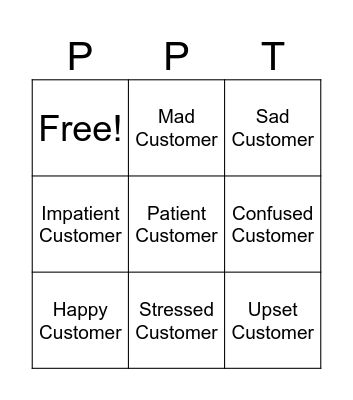 PPT Non-Verbal Bingo Card