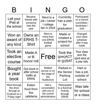 Senior Bingo Card