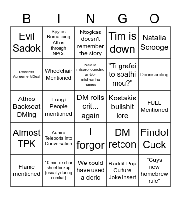 5 demons dnd bingo Card